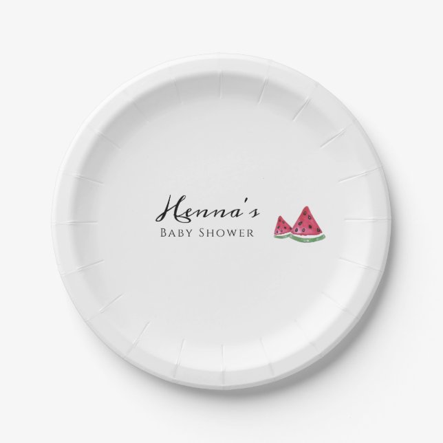 Watermelon Summer Baby Shower  Paper Plate (Front)