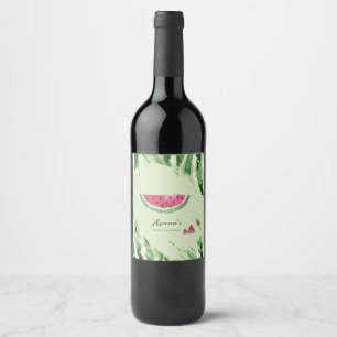 Watermelon Summer Baby Shower Wine Label