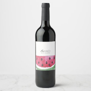 Watermelon Summer Baby Shower Wine Label