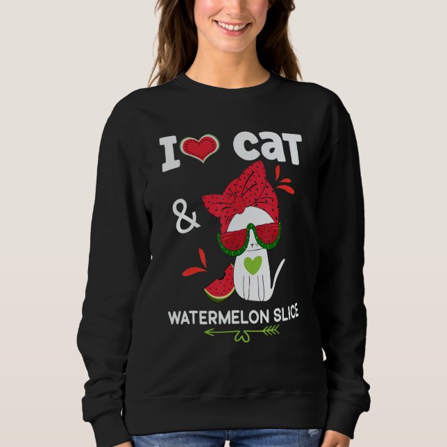 Watermelon Summer  Cat Sunglasses  Watermelon Sweatshirt (Front)