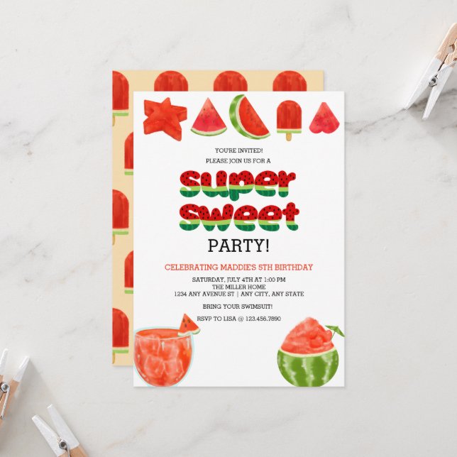 Watermelon | Summer Celebration Invitation (Front/Back In Situ)
