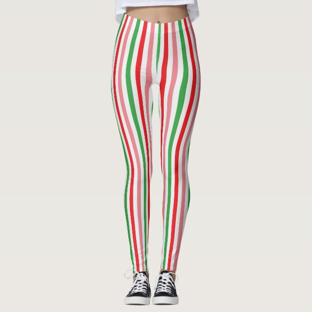 Watermelon Summer Colourful Stripes Pattern-56205  Leggings (Front)
