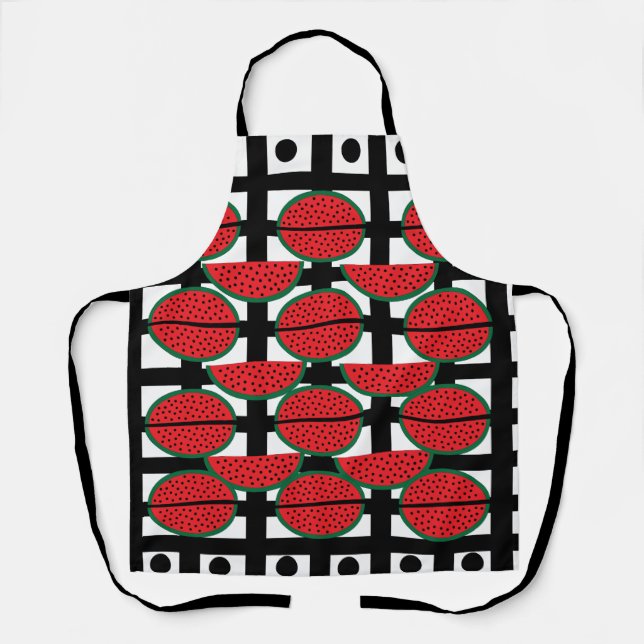 Watermelon Summer Fruit Geometric Pattern    Apron (Front)