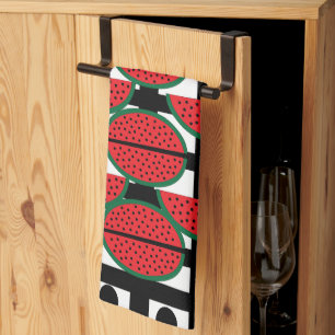 Watermelon Summer Fruit Geometric Pattern Tea Towel