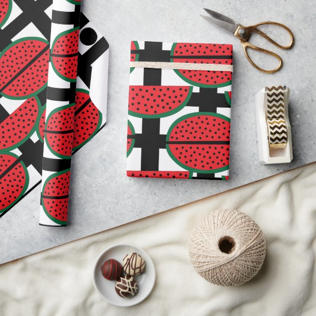 Watermelon Summer Fruit Geometric Pattern  Wrapping Paper (Crafts)