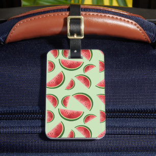 Watermelon Summer Fruit Pattern On Green Colour Luggage Tag