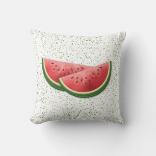 Watermelon Summer Fruit Slices And Green Dots Cushion