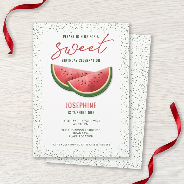 Watermelon Summer Fruit Slices Sweet Birthday Invitation (Creator Uploaded)