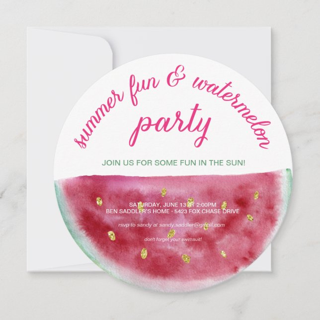 Watermelon Summer Fun Party Invitation (Front)