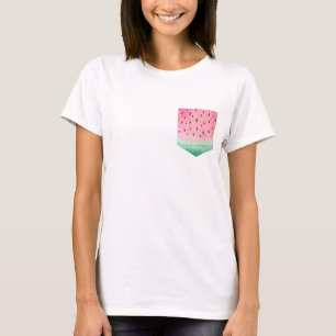Watermelon Summer Fun Print Pocket Women's T-Shirt
