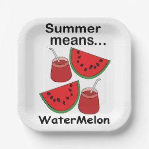 Watermelon Summer Means Watermelon Fruit Party Paper Plate