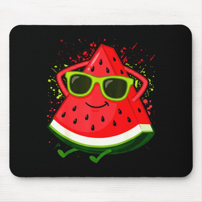 Watermelon Summer Melon with Sunglasses Funny Mouse Pad (Front)