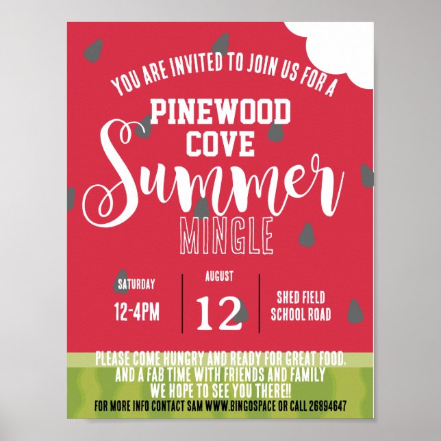 watermelon summer mingle party neighborhood poster (Front)