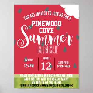 watermelon summer mingle party neighbourhood poster