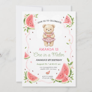Watermelon Summer One In A Melon Birthday Invitation