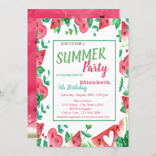 Watermelon,Summer Party Birthday  Invitation
