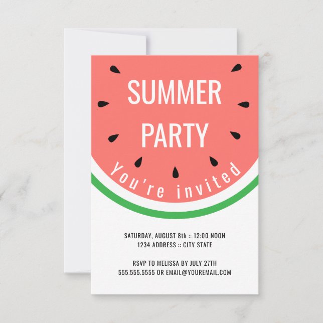 watermelon summer party invitation (Front)