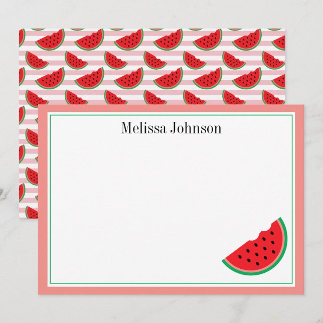 Watermelon Summer Personalised Stationery Card (Front/Back)