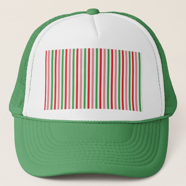 Watermelon Summer Stripes Digital Paper  Trucker Hat (Front)