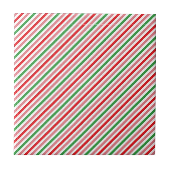 Watermelon Summer Stripes Pattern-56206 Ceramic Tile (Front)