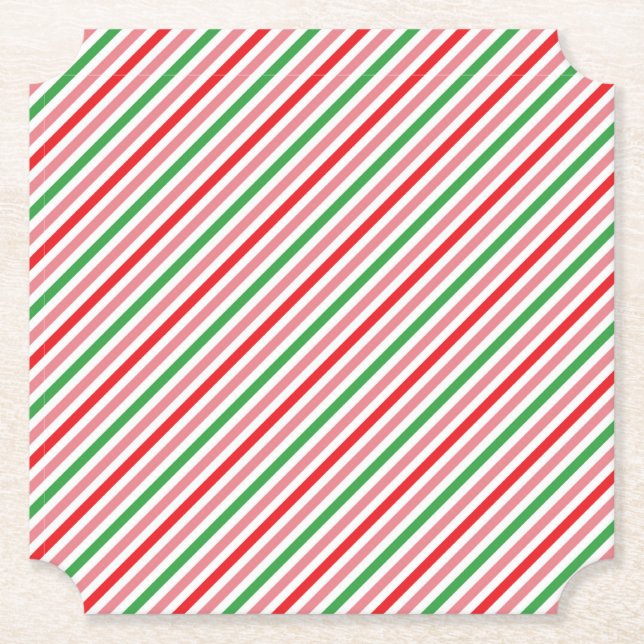Watermelon Summer Stripes Pattern-56206 Paper Coaster (Front)
