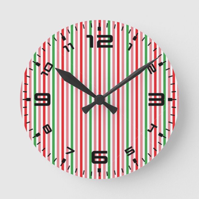 Watermelon Summer Stripes Pattern-56206 Round Clock (Front)