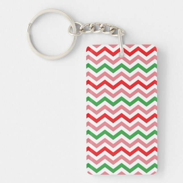 Watermelon Summer Zigzag Stripes Pattern-56209 Key Ring (Front)