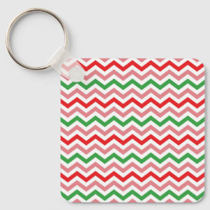 Watermelon Summer Zigzag Stripes Pattern-56209 Key Ring