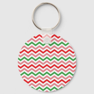 Watermelon Summer Zigzag Stripes Pattern-56209 Key Ring