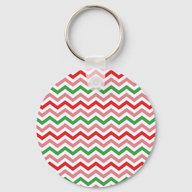 Watermelon Summer Zigzag Stripes Pattern-56209 Key Ring (Front)
