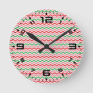 Watermelon Summer Zigzag Stripes Pattern-56209 Round Clock