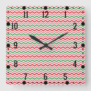 Watermelon Summer Zigzag Stripes Pattern-56209 Square Wall Clock