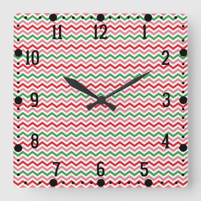 Watermelon Summer Zigzag Stripes Pattern-56209 Square Wall Clock (Front)