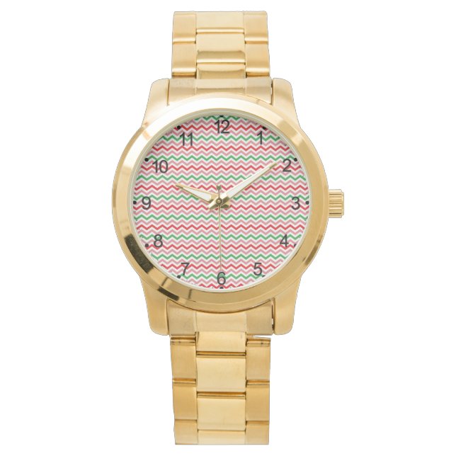 Watermelon Summer Zigzag Stripes Pattern-56209 Watch (Front)
