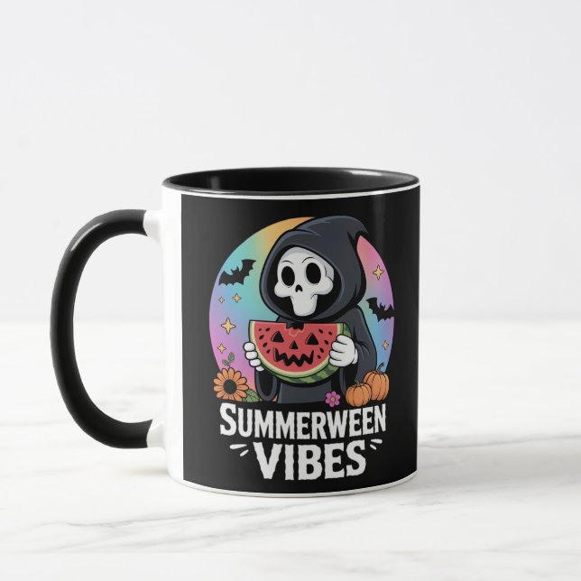 Watermelon Summerween Skeleton Vibes Mug (Left)