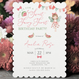 Watermelon Sweet Fairy First Birthday Party Invitation