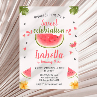 Watermelon Sweet Girl Fruit Invitation