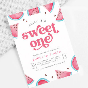 Watermelon Sweet One 1st Birthday Invitation