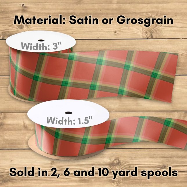 Watermelon Tartan Satin Ribbon (Creator Uploaded)