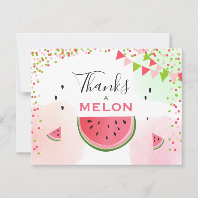 Watermelon Thank you card Thanks a Melon birthday (Front)