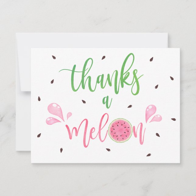 Watermelon Thanks a Melon Thank You Card (Front)