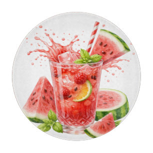 WATERMELON THEMED TROPICAL SUMMER DRINK CUTTING BOARD