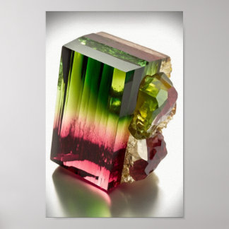 Watermelon Tourmaline crystal macro closeup photo Poster