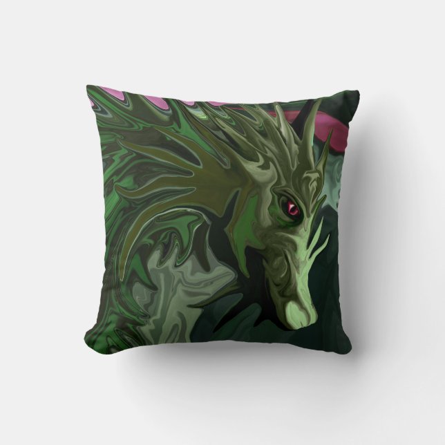 Watermelon Tourmaline Dragon Throw Pillow (Front)
