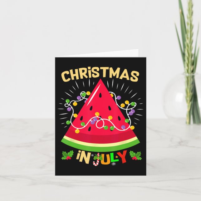 Watermelon Tree Funny Christmas In July Beach Summ Card (Front)