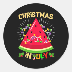 Watermelon Tree Funny Christmas In July Beach Summ Classic Round Sticker