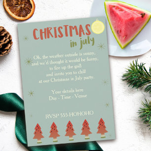 Watermelon Trees Christmas In July Party Invite