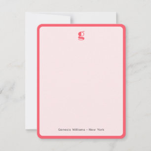 Watermelon Trendy Monogram Name Groovy Frame Note Card