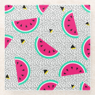 Watermelon triangles: retro summer texture. glass coaster