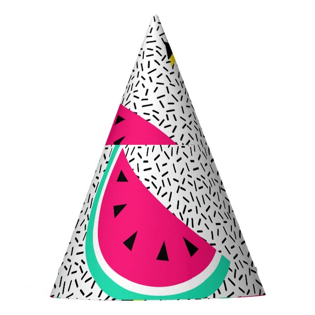 Watermelon triangles: retro summer texture. party hat (Front)